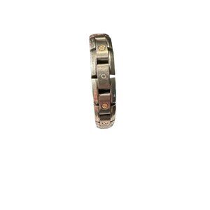 Gold Screw & Diamond Men's Bracelet Stainless Steel & 14K Yellow Gold 8.5"